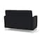 Lesro Siena Lounge Reception 2 Seat Tandem Seating No Center Arm, Brushed Steel, MD Black Upholstery SN2101 - alternate 2